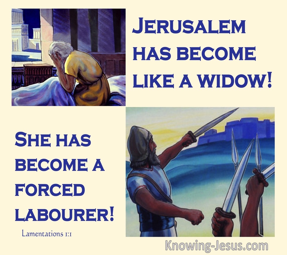 Lamentations 1:1 Jerusalem Has Become Like A Widow (beige)